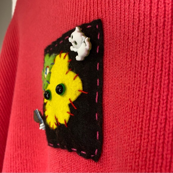 Free People Easy Street Tunic Mock Neck Pullover Sweater Oversized XS Pink Patch - Picture 5 of 15